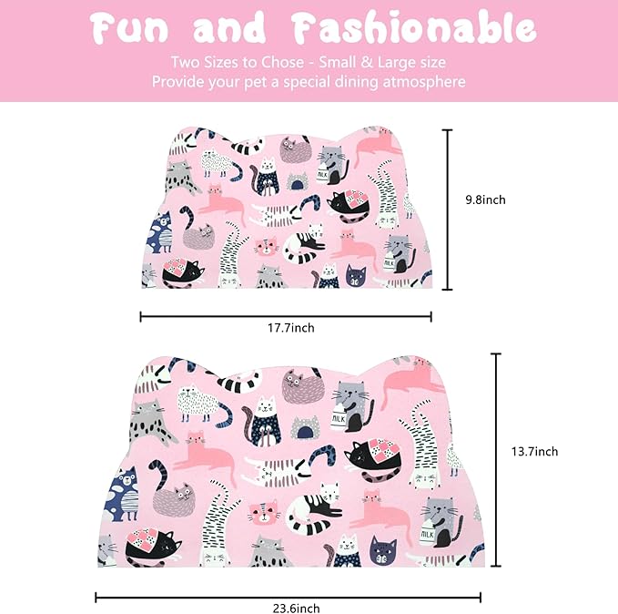 Cat Food Mats for Floor, Dog Water Bowl Mats Pet Feeding Absorbent Placemats for Food and Water Pink 23.6 * 13.7 inch