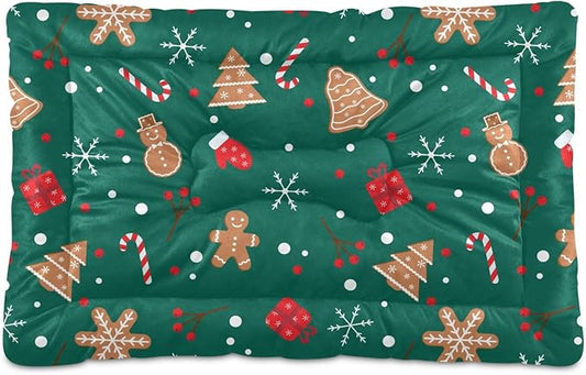 Christmas Snowman Gingerbread Pet Bed Cute Dog Bed Mat Absorbing Non Slip Pad Pet Sleeping Mat for Small, Medium, and Large Dogs Puppy Cat 24 in x 18 in