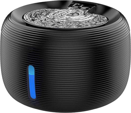 SIBAYS Cat Water Fountain, 3.5L/118oz Large Capacity Pet Water Fountain Cat Fountains for Drinking, Automatic Quiet Dog Water Bowl Dispenser with LED Light & Water Level Window(FS77, Black)