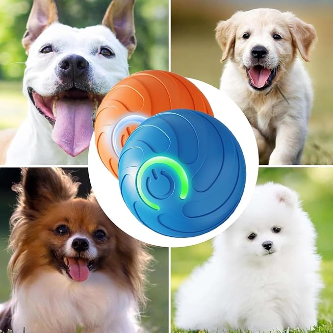 Smart Jumping Ball Toy for Dogs, Duraspin Dog Bouncing Ball, Interactive Bouncing Toys for Puppy Toys (2Pack-Orange & Bule)