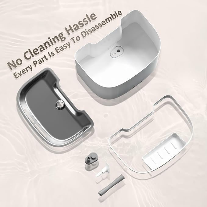 PET LAYSON Pumpless Cat Water Fountain,Smart Cordless Dog Fountains 3.6L/122oz with Maglev Valve Technology Wireless Rechargeable Battery Water Dispenser 8 Filters,2 Nozzles(White01, M1-8 Filter)