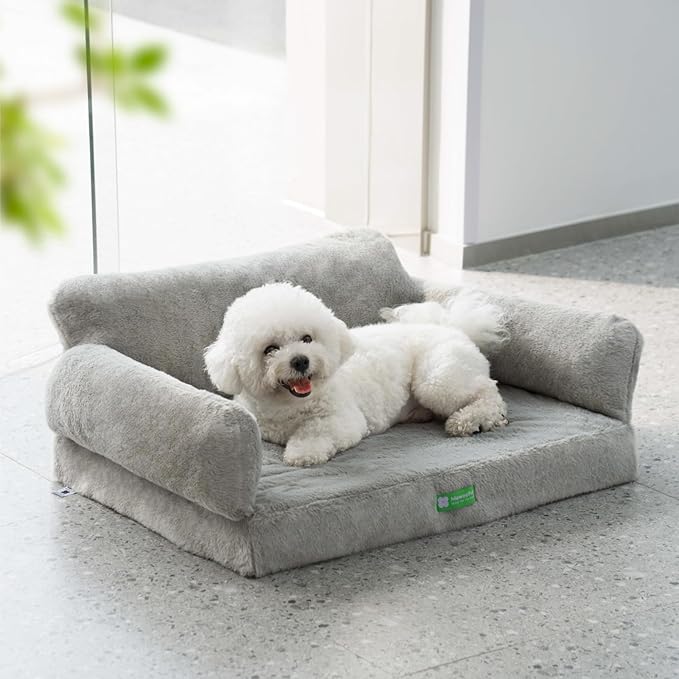 MEWOOFUN Orthopedic Dog Bed Sofa for Small Medium Dogs, Cat Bed for Indoor Cats, Egg- Foam Pet Bed Dog Couch with Removable Washable Cover and Non-Slip Bottom (Large, Grey)