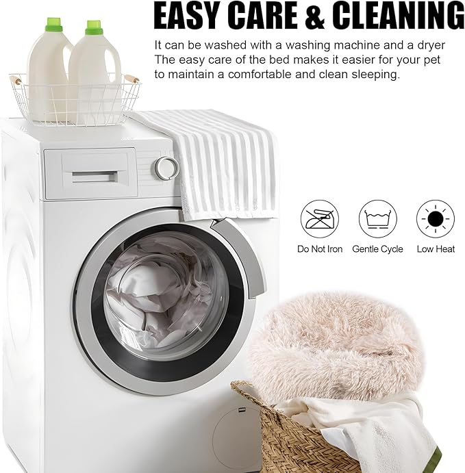 Cat Beds for Indoor Cats,Cat Cave for Puppy and Kitty,Calming Small Dog Bed for Small Dogs with Cover Cave,Cozy Warming Fluffy Washable Anti-Slip Pet Sleeping Bag(24 * 24inch,Beige)