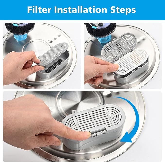 Cat Water Fountain Filter,Pet Fountain Filters Replacement for 3.2L/108oz Cat Drinking Fountain and 4L/134oz Stainless Steel Pet Water Fountain,Cat Fountain Filter Replacement with Pre-Filter Sponges