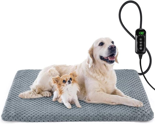 INVENHO Pet Heating Pad for Cats & Dogs, Waterproof, Adjustable Temp with Timer, Electric Pad (L: 35" x 24")