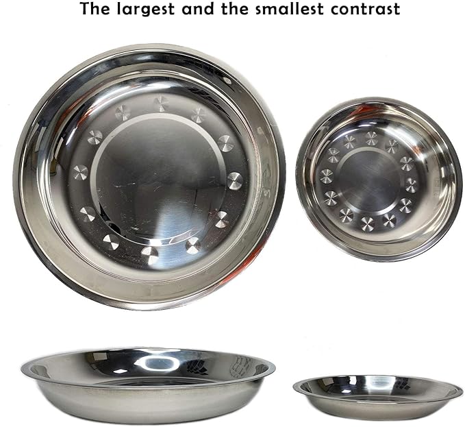 kathson Stainless Steel Whisker Relief Cat Bowl, 4 pcs Shallow and Wide Bowls, Pet Cat & Dog Feeding Large Dishes Fits with Elevated Stands Pet Bowl Stand (10.22 Inch Dia.)