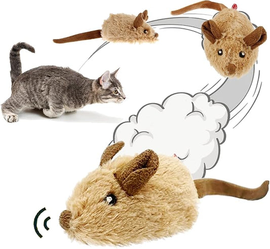 Suhaco Cat Toys Interective Automatic Moving Mouse Kitten Toys with Real Mice Sound Electric Squeaky Random Moving Kitty Toys for Indoor Cats Chasing Self Play Fun Cat Toy for Boredom