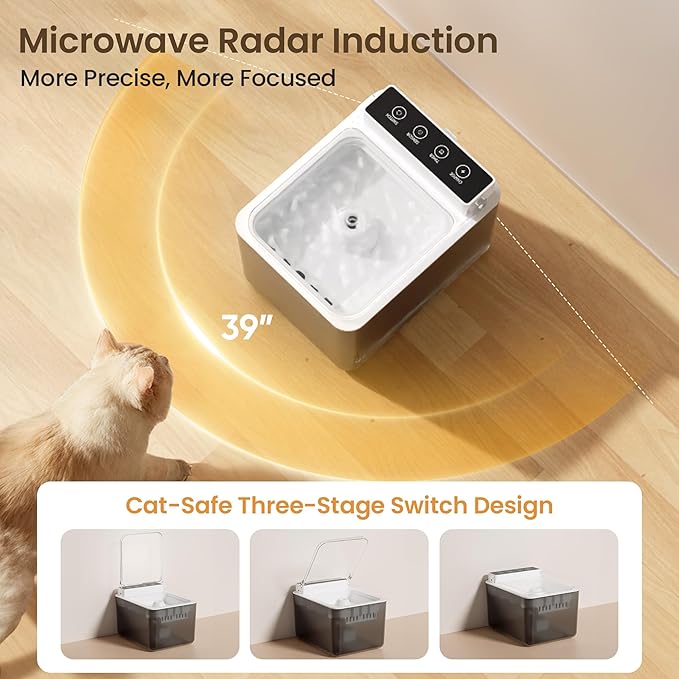 Cat Water Fountain with Dust Cover, 102 oz/3L Automatic Cat Water Dispenser Bowl with Battery Operated, Cat Fountain Super Silent Pet Water Fountain for Dogs and Cats Indoor(<30dB)