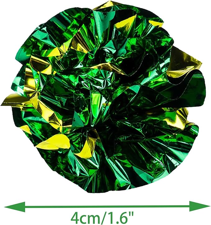 CHIWAVA 24PCS 1.6" Mylar Balls Shiny Crinkle Cat Toys Ball Kitten Crackle Lightweight Play Assorted Color