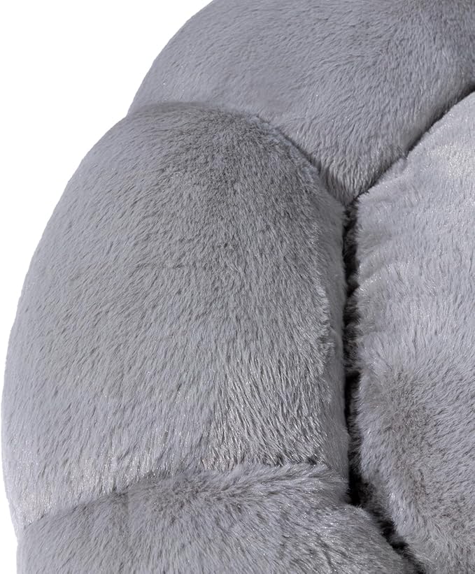 Sherry Kline Pets “Daisy Round” Donut Shape Calming Bed for Dogs and Cats, from Soft Faux Fur, Available in 4 Sizes, Machine Washable