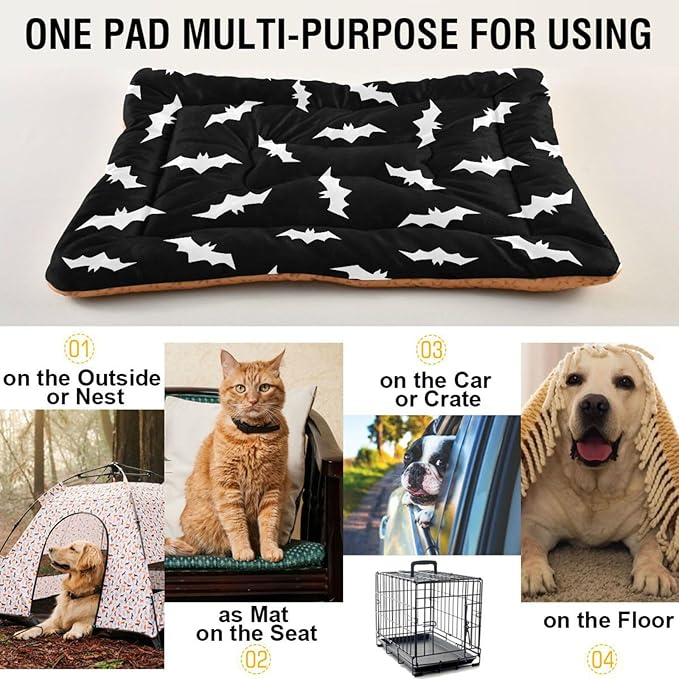 Pet Bed Halloween Bats Dog Bed Mat Absorbing Non Slip Pad Pet Sleeping Mat for Small, Medium, and Large Dogs Puppy Cat 36 in x 24 in