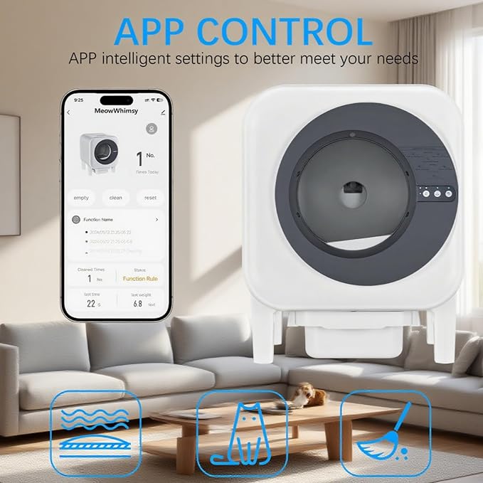 Smart Self-Cleaning Cat Litter Box, 75L Large Space & 12L Sealed Waste Drawer, APP Controlled Automatic Litter Tray with Odor Control & Health Monitoring, Safe for Multi-Cat Homes