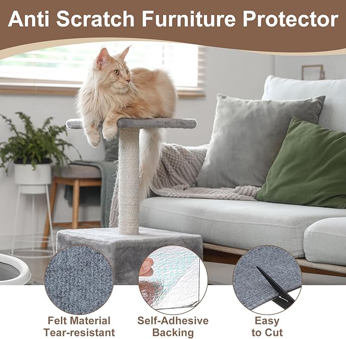 uxcell Self-Adhesive Cat Scratching Mat, 1 Roll 236" x 236" Couch Protector from Cat Claws for DIY Sofa, Wall, Doors, Cut Anti Cat Scratch Pad Carpet Mat, Light Gray
