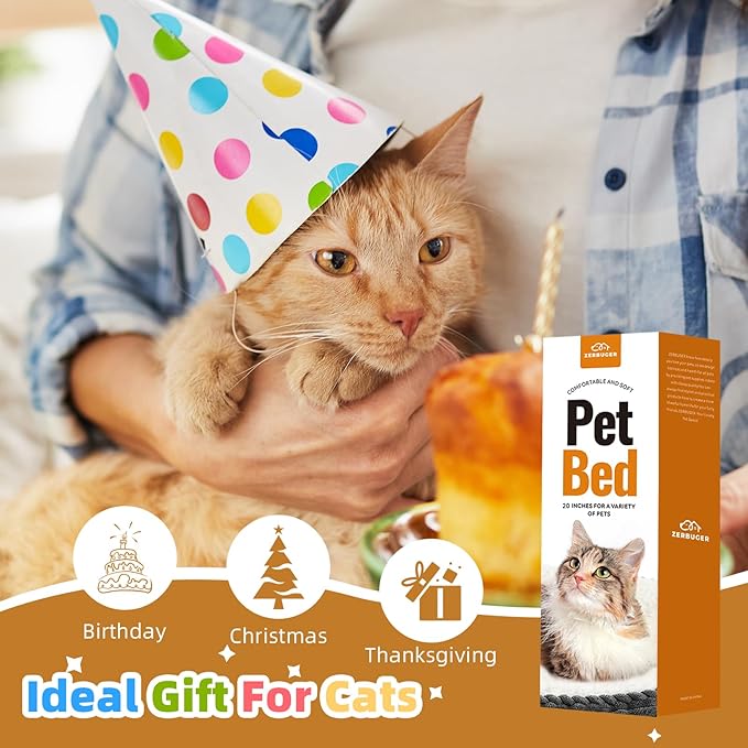 20in Camel Round Cat Dog Bed Gift for Large Medium Small Dogs Cats, Machine Washable Sleeping Sofa, Non-Slip Bottom Breathable Soft Calming Pet Cuddler for Indoor/Outdoor/Car/Cage