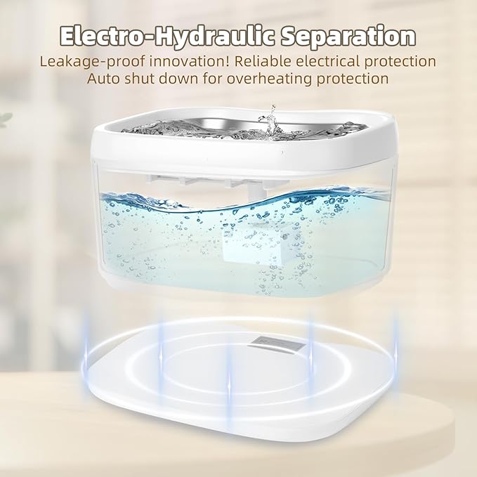 Meill Wireless cat Water Dispenser with 220° Motion Sensor & Quiet Pump, 85oz/2.5L Capacity, Battery Operated for Indoor and Outdoor use,Stainless Steel Drinking Tray, no Cleaning Hassle