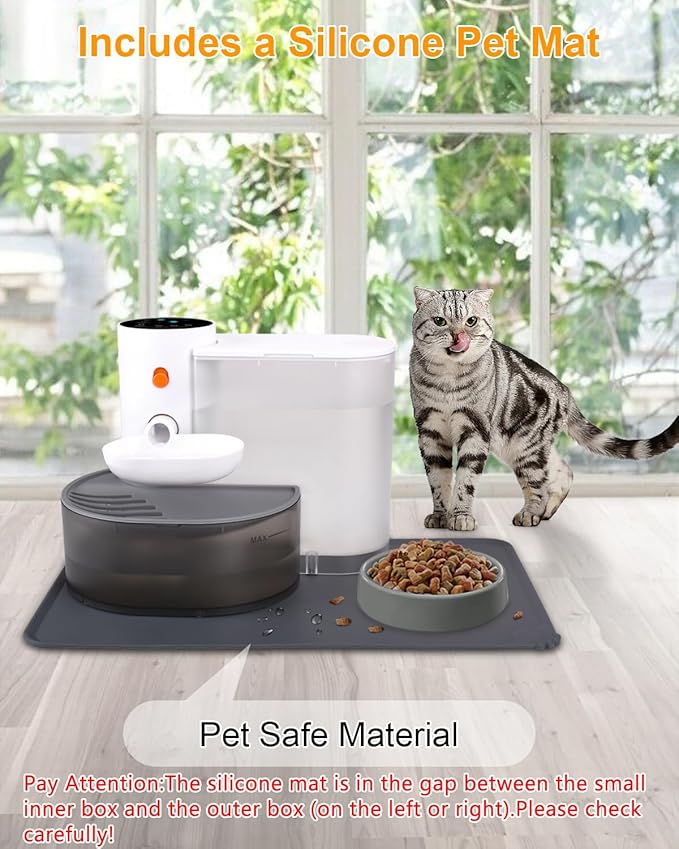 Smart Pet Water Fountain,Filterless Cat Water Fountain No Filter,3L/102oz Ultra Silent Cat Fountain, Separation Design(Includes A Silicone Food Mat)