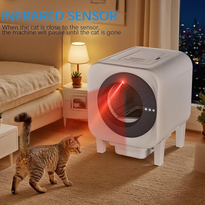 Smart Self-Cleaning Cat Litter Box, 75L Large Space & 12L Sealed Waste Drawer, APP Controlled Automatic Litter Tray with Odor Control & Health Monitoring, Safe for Multi-Cat Homes