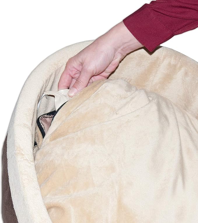 K&H Pet Products Thermo-Kitty Bed Deluxe Heated Cat Bed for Smaller Kitties - Indoor Heated Pet Bed for Dogs & Cats, Covered Cave Pet Tent, Machine Washable, Safety Listed - Small 16in Tan/Leopard