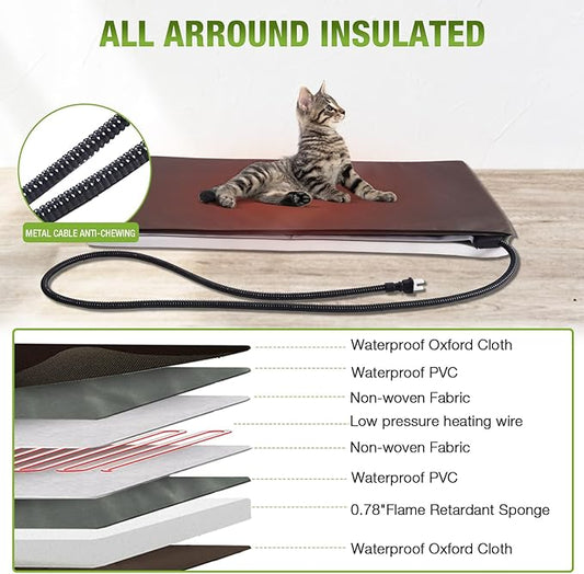 GUTINNEEN Heated Outdoor Cat House Weatherproof Large Cat Shelter with 100% Insulated Liner for Multiple Cats, Cat Houses for Indoor Cats(Grey)