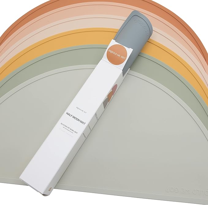 Waterproof Silicone Pet Food Mat - Non-Slip, Spill-Proof Feeding Mats for Floors, Raised Edge Design, Easy-to-Clean Mat for Dog & Cat Bowls, 21" Across x 10.5" Deep, Medium-Terracotta