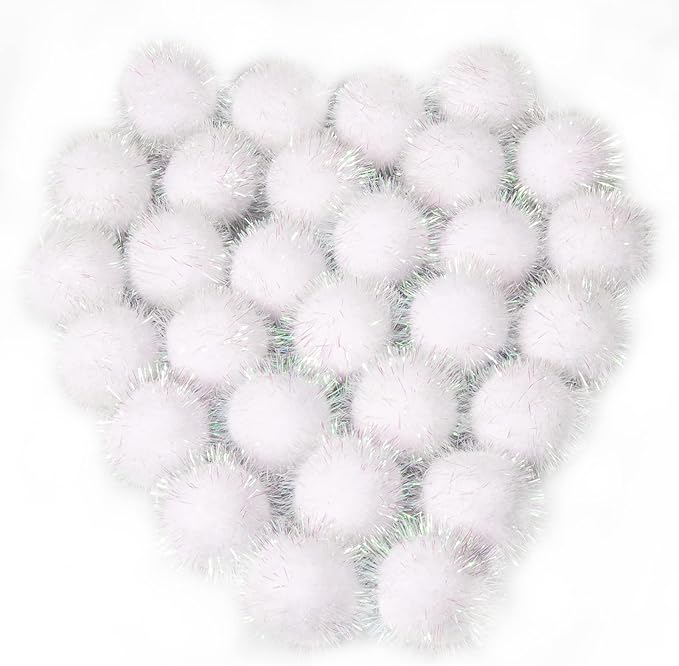 VAPKER 30 Pcs Cat Toys - Sparkle Balls, Extra Large 2 Inch Glitter Balls, White Color