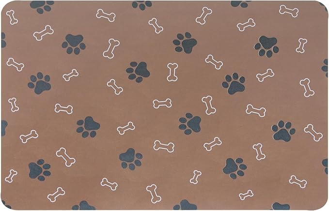 Pet Cat Dog Food Mat Non Slip Mat for Dog Water Bowl Mat Quick Dry Absorbent Cat Feeding Mat, 18.1 * 11.8 in, Brown