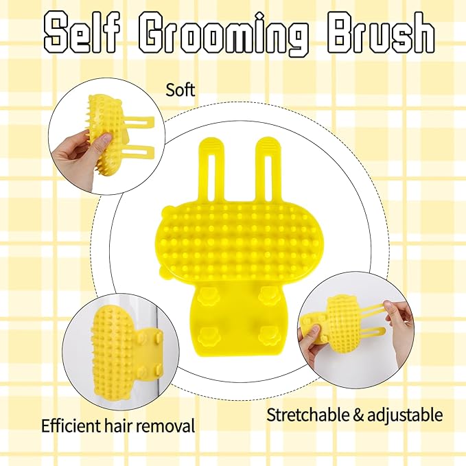 4PCS Cat Self Groomer Silicone, Cat Corner Chin Scratcher, Rubber Face Grooming Brush for Indoor Cats, Self Groomer Wall Brush for Sofa Table Legs Scratching Post Use Pet Supplies, Green Yellow