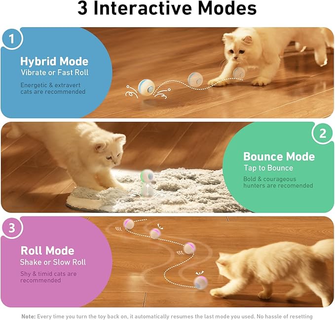 Cheerble Wicked Ball M3, Interactive Cat Ball Toy for Indoor Kittens, Smart Anti-Depression Pet Toy with Light
