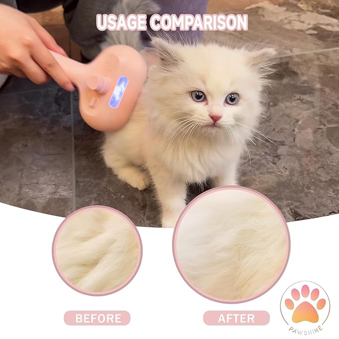 Cat steam brush β Effective Pet Brush for Indoor Cats, Steam Technology for Shedding, Mats & Grooming β Ideal cat brush indoor for Deep Cleaning (Pink)