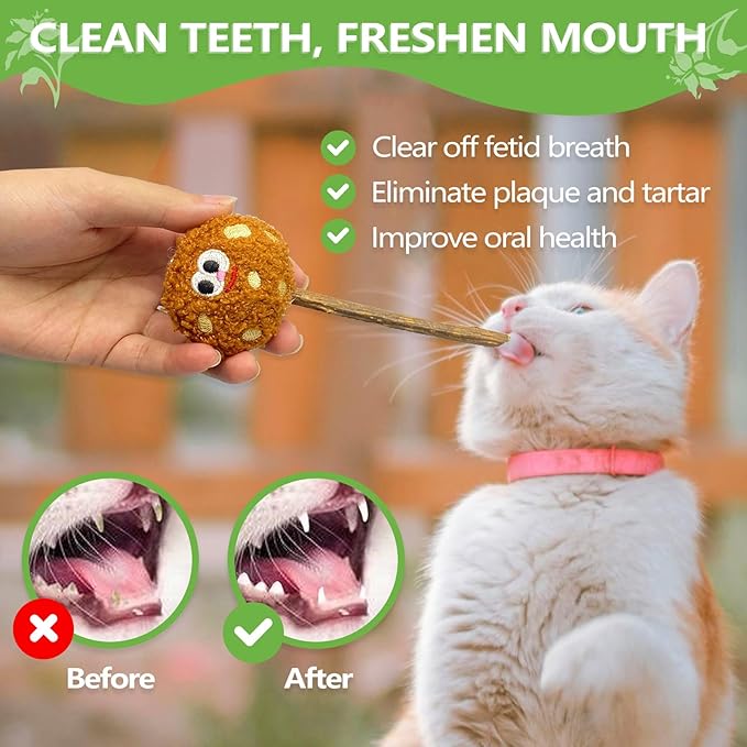 Silvervine Sticks for Cats, Lollipops Catnip Toys & Cat Chew Toy for Teeth Cleaning, Cat Toys for Indoor Cats (3-Pcs)