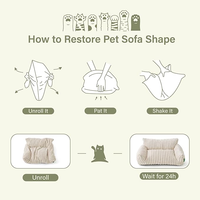 Cute Couch Bed for Pets, Supportive Cat Sofa for Indoor Cats, Medium Dog Sofa Bed for Medium Dogs, Light Blue, 30 inches
