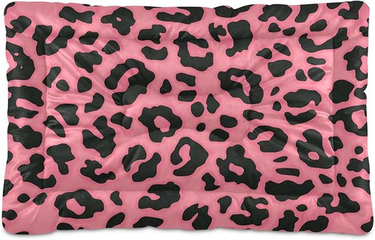 Pink Leopard Print Pet Bed Cute Dog Bed Mat Absorbing Non Slip Pad Pet Sleeping Mat for Small, Medium, and Large Dogs Puppy Cat 24 in x 18 in