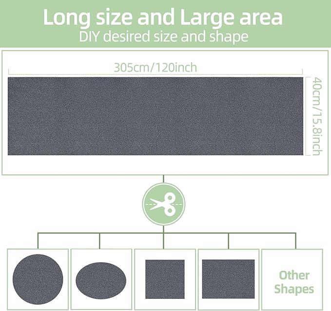 Cat Scratch Mat 120"x15.8",Cat Scratch Carpet Trimmable Self-Adhesive Cat Scratch Pad,Decorative Cat Tree Shelf,Cat Wall,Cat Scratching Post,Cat Couch Protector(Grey)