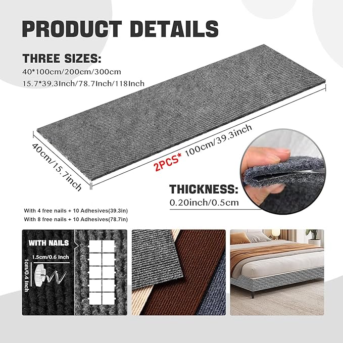 Cat Scratch Couch Furniture Protector, Adhesive Cat Scratch Pad Deterrent for Furniture, DIY Climbing Cat Scratcher Couch Protector from Cat Claws Scratching for Indoor (Light Grey, 78.7x15.8Inch)