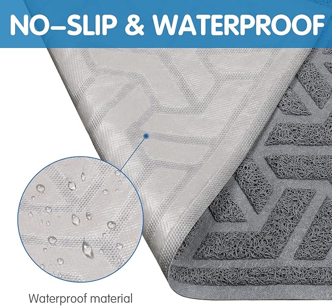 UPSKY Cat Litter Mat, XL Litter Trapping Mat Soft on Kitty Paws, Large Litter Box Mat 35" x 47" Scatter Control for Indoor Cats Waterproof and Extra Large Pretty Litters Carpet