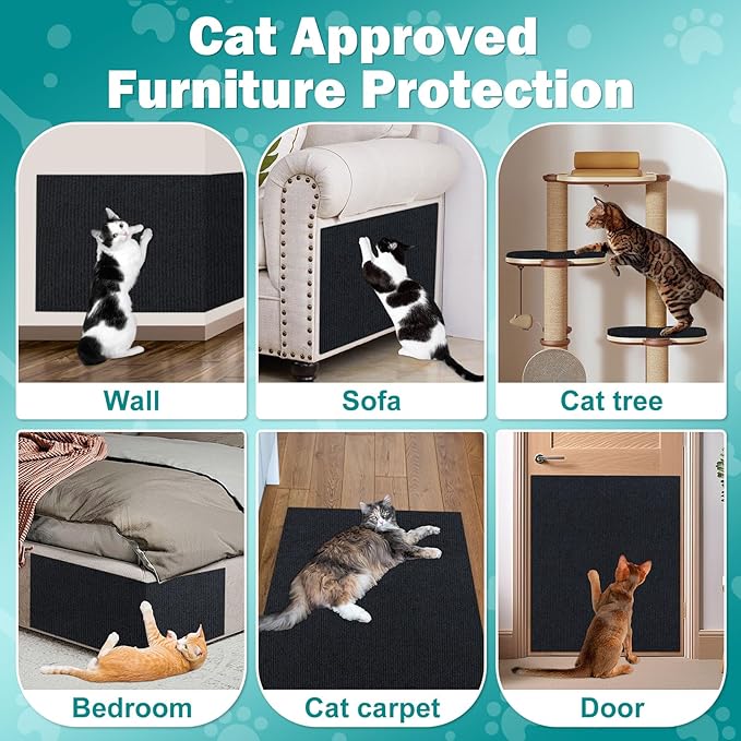 78.7"x15.8" Large Couch Protector from Cat Claws,Anti Scratch Furniture Protector for Cats Corner Wall Scratcher,Replacement for Cat Tree Post Shelves
