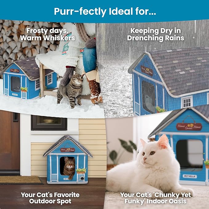 Weatherproof Heated Cat Shelter - Outdoor Heated Cat House - Waterproof