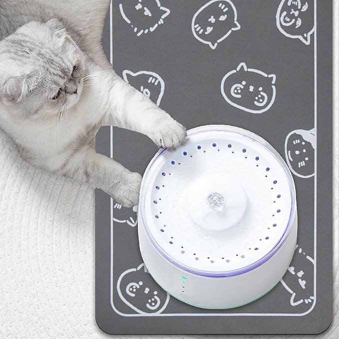 YCT Cat Food Mat for Pet Dog Food Mat, Cat Mat for Food and Water, Cat Feeding Mat Pet Dog Cat Bowl Mat, Non-Slip Super Absorbent, with Multiple cat Heads Logo,18.1 x 11.8 inches, Dark Grey