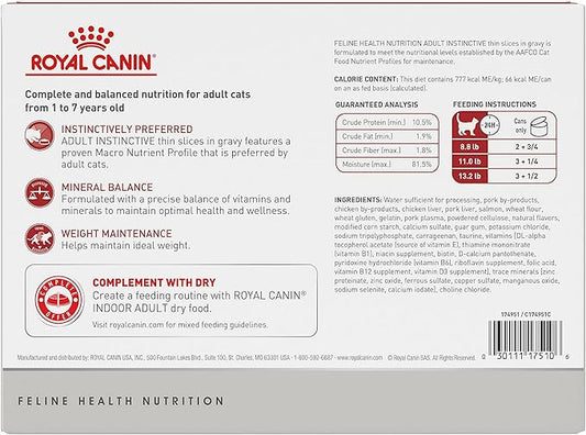 Royal Canin Adult Instinctive Thin Slices in Gravy Wet Cat Food, 3 oz can (12-count)