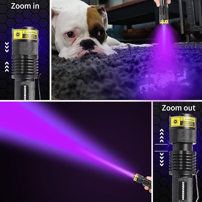 DARKBEAM UV 395nm Flashlight Ultraviolet led Light Blacklight Wood's lamp Portable 400nm Mini Detector for Dog/Cat Urine Pet Stains, Anti-counterfeiting Identification, Resin Curing,2 Pack