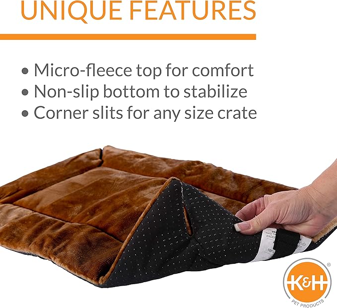 K&H Pet Products Self-Warming Dog Crate Mat, Machine Washable, Mocha Large 25 X 37 Inches (Pack of 2)