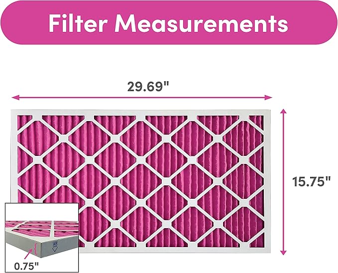 16x30x1 Air Filter by Colorfil | Color Changing Filters for Cat and Dog Odor | MERV 8 Furnace AC Filter for Pet Hair and Dust | 15.75"x29.75"x0.75" Exact Size | Pack of 2