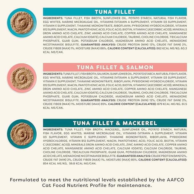 Applaws Vitality Wet Cat Food Paté, Natural Canned Cat Food, Wet Food for Cats with Added Vitamins and Minerals, Grain Free, Carrageenan Free, Fish Variety Selection Paté (12 Count, 2.47 oz Cans)