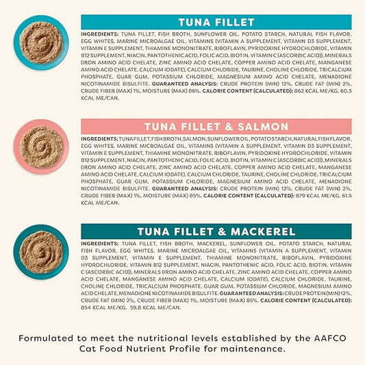 Applaws Vitality Wet Cat Food Paté, Natural Canned Cat Food, Wet Food for Cats with Added Vitamins and Minerals, Grain Free, Carrageenan Free, Fish Variety Selection Paté (12 Count, 2.47 oz Cans)