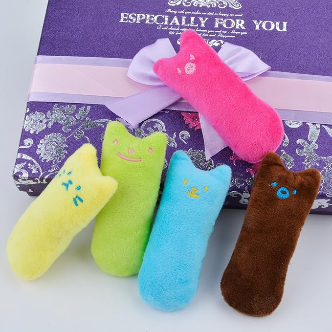 Legendog 5Pcs Bite Resistant Catnip Toys for Cats,Catnip Filled Cartoon Mice Cat Teething Chew Toy (Multicolored)