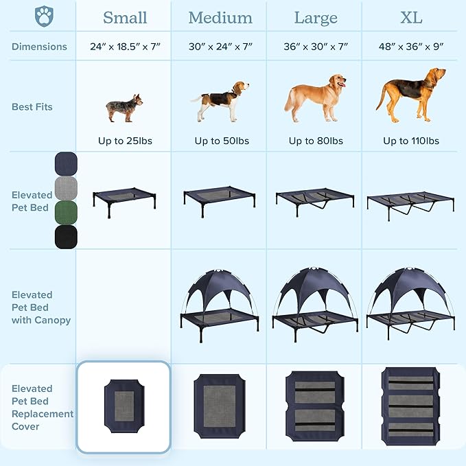 PETMAKER Elevated Dog Bed Cover - 24.5x18.5-Inch Replacement Pet Bed Cover with Mesh Panel - for Indoor/Outdoor Use - Dog Cot Not Included (Blue)