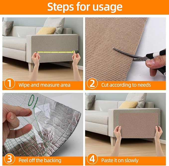 Cat Scratch Mat 120 "x15.8, Cat Scratch Sofa Furniture Protector, Trimmable Self-Adhesive Cat Scratch Pad for Decorating Cat Towers, DIY Cat Tree Shelf, Walls and Climbing Frames (Beige)