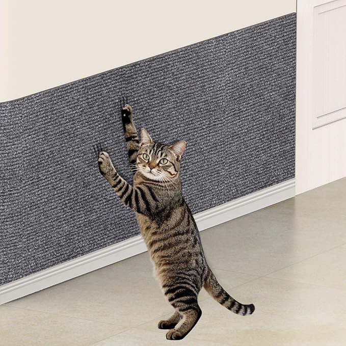 196.8x15.8 Cat Wall Scratcher Mat with Nano Tape,Anti Cats Scratch Furniture Couch Carpet Corner Protector for Indoor,Trimmable Cat Scratching Pad Board Sofa Replacement