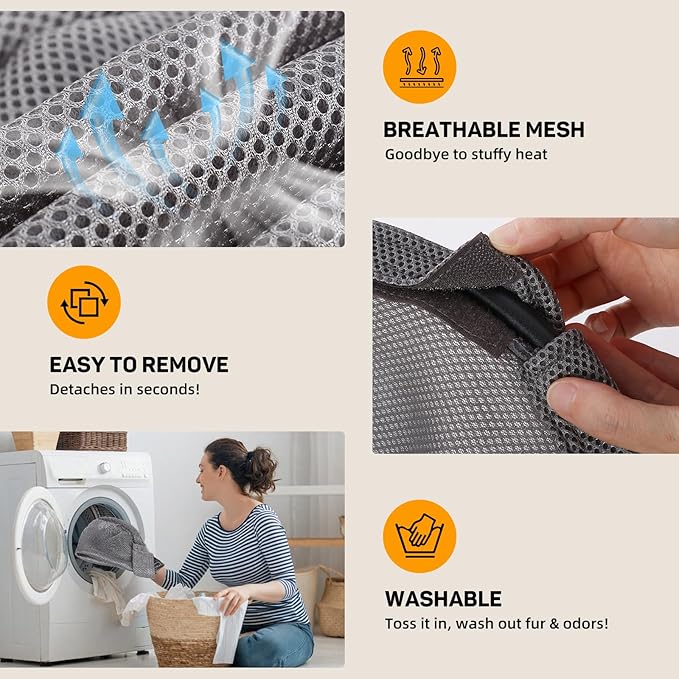 Cat Desk Bed & Perch - Breathable Soft Mesh Cat Hammock Nest for Home Office Desk, 360° Flexible Adjustable, Holds Up to 60 lbs for Gaming/Study Table (Grey)