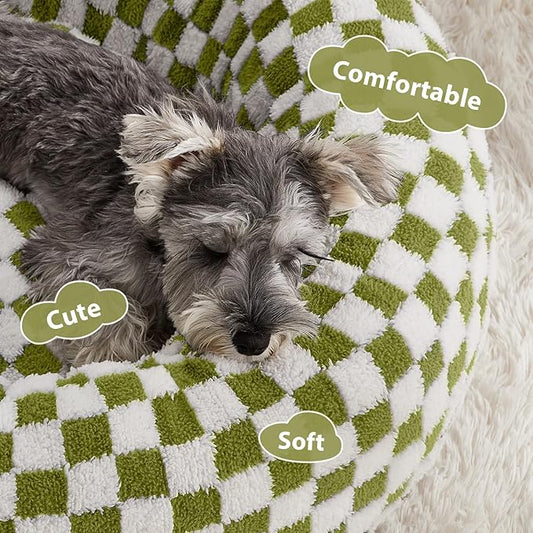 BFPETHOME Donut Dog Bed Medium Size Dogs, Cute Medium Dog Bed for Puppy and Kitten, Round Calming Pet Beds with Non-Slip Bottom, Machine Washable,30inch, Green